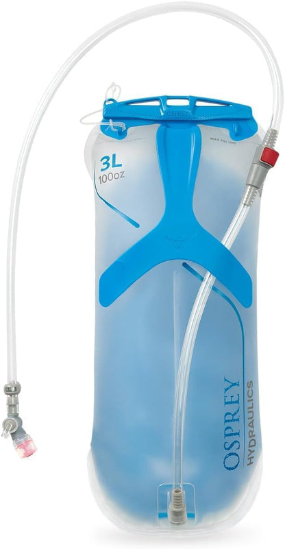 Osprey Hydraulics 3L Backpack Water Reservoir with Bite Valve - BPA-Free, Leakproof Hydration Bladder with QuickConnect and Slide-Seal - Compatible with Most Hiking and Biking Packs, Clear