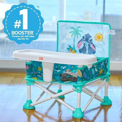 Bright Starts Disney Stitch Pop 'N Sit Portable Booster, Indoor/Outdoor Use, Floor Seat with Feeding Tray, Blue, 6 Mos - 3 Yrs (Pack of 2)