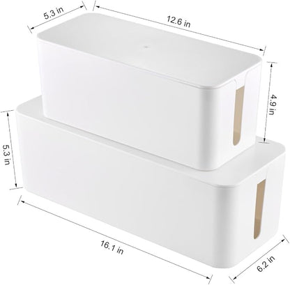 Cable Management Box, 2 Pack Large & Medium Cable Organizer Box - Image 3