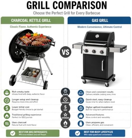 18-inch Charcoal Grill Kettle grill: Black Portable grill with stainless steel grilling net - backyard barbecue party grill (18inch)
