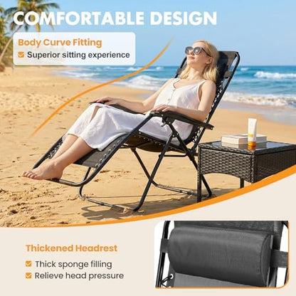NEWBULIG Zero Gravity Chairs Set of 2, Folding Lounge Recliner Chair