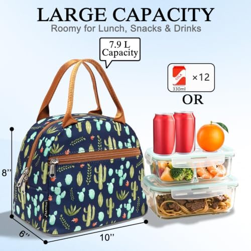 FlowFly Insulated Lunch Cooler Bag - Tote Bag Organizer for Women/Men, Cactus