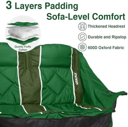 Oversized Double Camping Chair - 2 Person Folding Loveseat for Campfire Snuggle Freedom, Heavy Duty 660LBS Support with Frustration-Free Oversized Carry Bag, Perfect for Couples, Dogs & Sports
