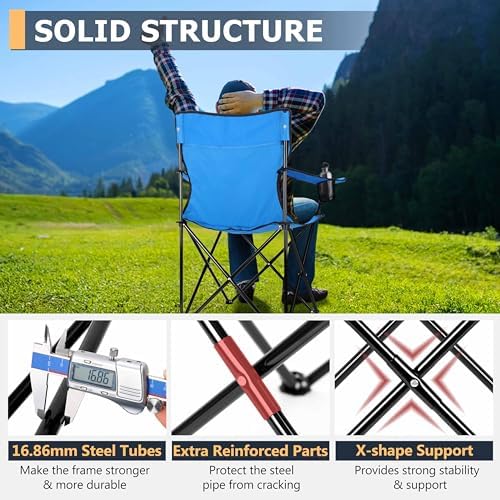 Joyfair Camping Chairs for Lawn & Beach, Large for Adults, Blue