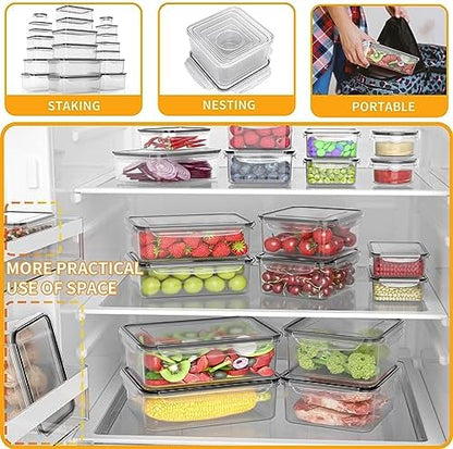 52 PCS Large Food Storage Containers with Lids Airtight, BPA-Free Leakproof Plastic Meal Prep Containers Reusable,Microwave & Dishwasher & Freezer Safe,Includes Labels & Pen