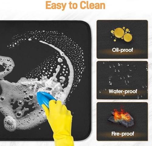 Heat Resistant Mats for Countertop fits Tabletop Grill, 31x24x0.04in, Black
