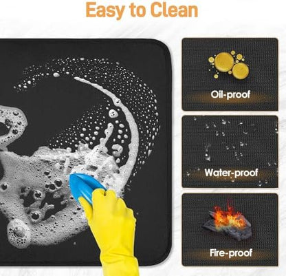 Heat Resistant Mats for Countertop fits Tabletop Grill, 24x24x0.02in, Black