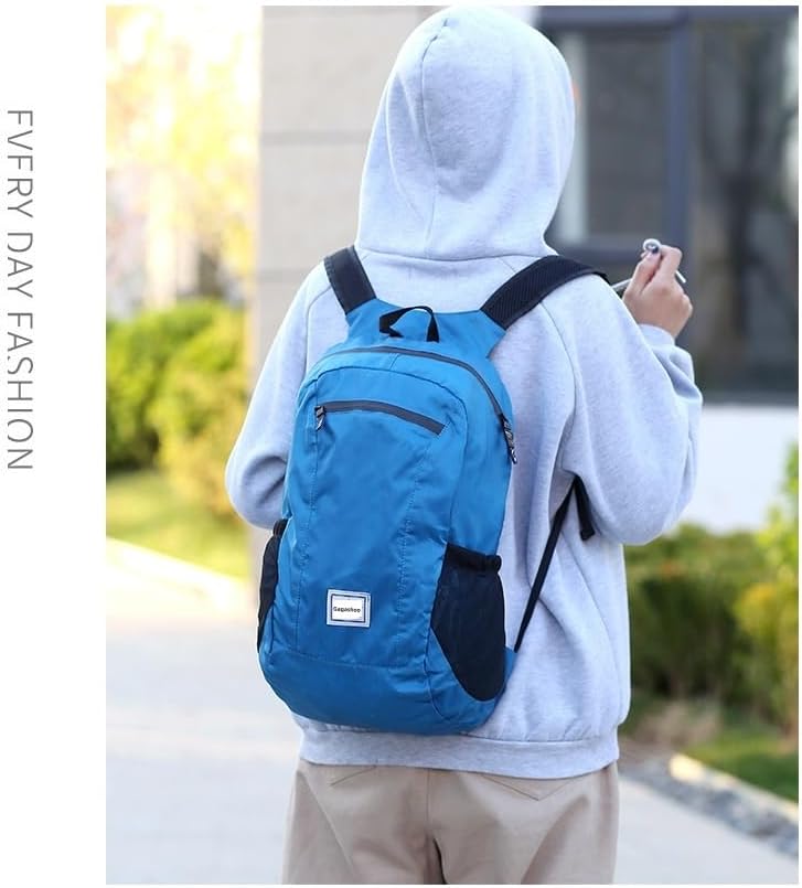 Small Foldable Hiking Daypack Packble Skin Casual Backpack Camping Cycling Travel Outdoor Day Bags Useful (Dark Blue)