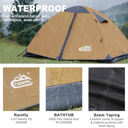 camppal 2 Person Backpacking Tent Waterproof Lightweight 2 Man Camping Tent