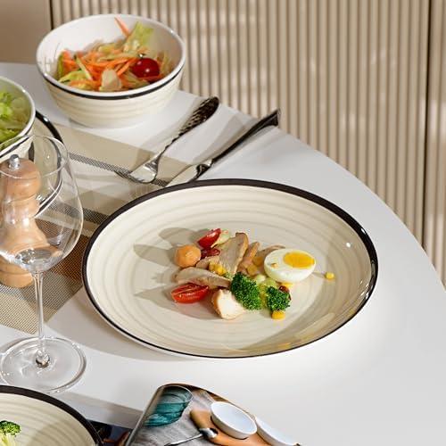 Melamine Dinnerware Set for 4, 12Pcs Dinner Dishes Set,Off White