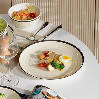 Melamine Dinnerware Set for 4, 12Pcs Dinner Dishes Set,Off White