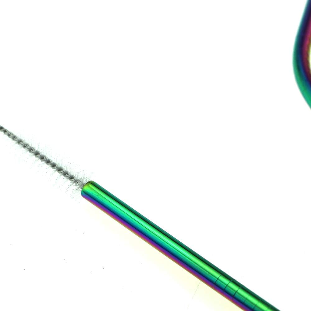 7 Pcs Portable Flatware Set, 304 Stainless Steel Cutlery Set Travel Utensils Set with Fork Spoon Chopsticks Straws for Travel Camping Office School, Dishwasher Safe & Eco-Friendly (Rainbow)