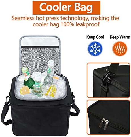 AOPHY Car Trunk Organizer with Insulated Cooler Bag, Foldable & Waterproof Storage Organizer with Lid for SUV, Truck, Sedan - 4 Large Adjustable Compartments, Heavy Duty & Collapsible Design