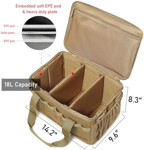 Tactical Camping Storage Bag 18L Utility Tote Bag Camp Kitchen and Trunk Organizer (Khaki)