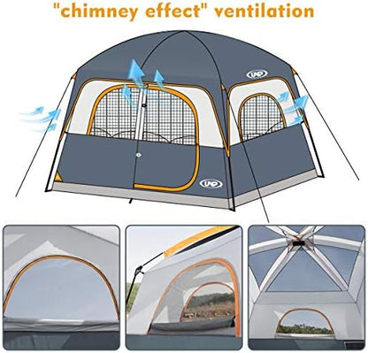 UNP 6 Person Tents for Camping Waterproof Family Cabin Tent with Rainfly