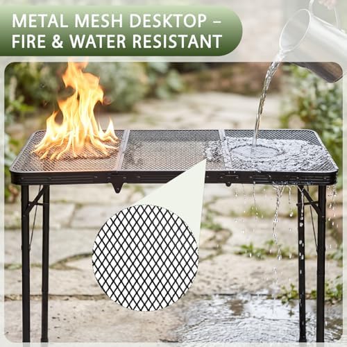 Folding Grill Table, 34 x 16 in Portable Camping Table for Picnic