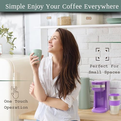 Mixpresso Single Serve & Single Cup Coffee Maker with 14oz Travel Mug