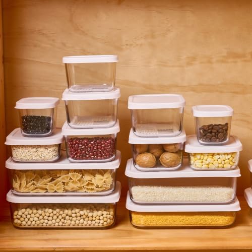 Glass Food Storage Containers with Lids — 8 Piece — 57.5 oz Glass with BPA-Free Leak Resistant Stackable Lids — Microwave, Oven & Dishwasher Safe — Ideal for Meal Prep & More - Berry Blush