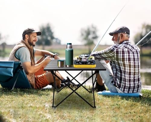 JOUYEK Small Camping Table Ultralight Aluminum Folding Portable Table Black