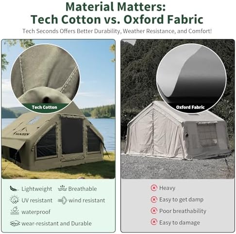 NANJEEN® Large Luxury Inflatable Camping Tent,Wind & Rain Resistant,12㎡ Interior,2-10 Person Shelter,8 Minutes Fast Setup with Hand Pump,All-Season Ready,Dual Doors,Mosquito-Proof Mesh Windows