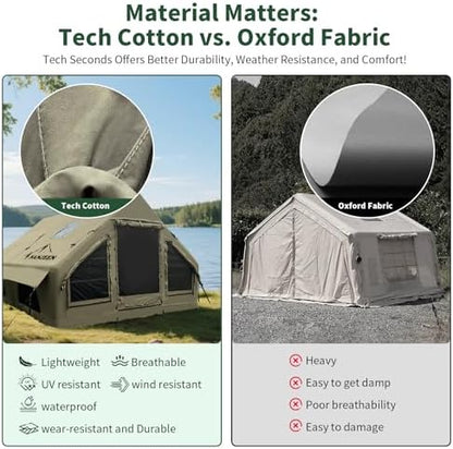 NANJEEN® Large Luxury Inflatable Camping Tent,Wind & Rain Resistant,12㎡ Interior,2-10 Person Shelter,8 Minutes Fast Setup with Hand Pump,All-Season Ready,Dual Doors,Mosquito-Proof Mesh Windows