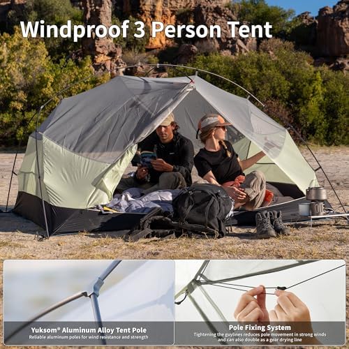 Naturehike Mongar Upgraded 1/2/3 Person Backpacking Tent,Waterproof Lightweight Camping Tent with Footprint