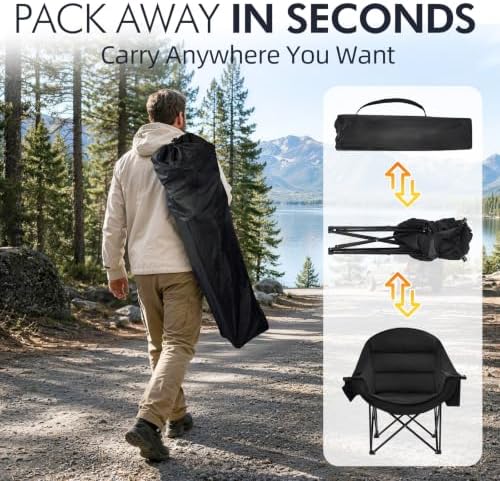 Oversized Camping Chairs for Adults - Heavy Duty Padded Outdoor Camp Chair