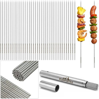 Kabob Skewers,13.5 Inch 304 Stainless Steel Round Sticks,30 Pack