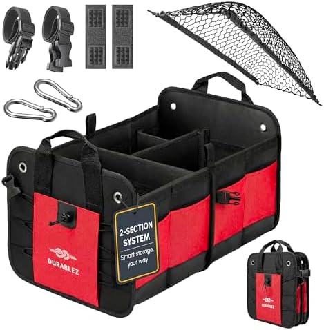 Car Trunk Organizer, Collapsible & Foldable, Red