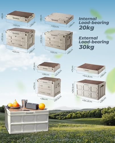 Collapsible Camping Storage Bin 55L with Lid for Camping Home