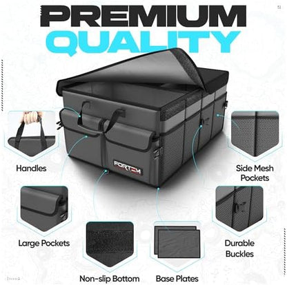 FORTEM Trunk Organizer - Foldable Car Organizer & Storage for SUVs & Trucks