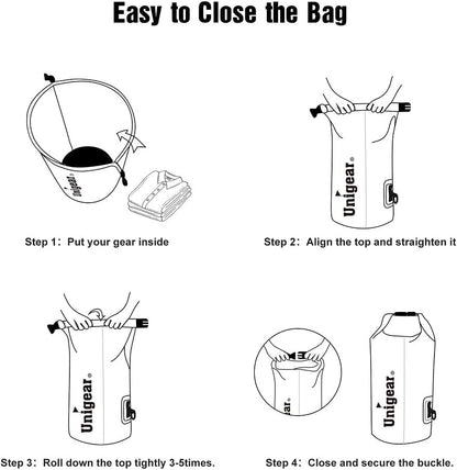 Unigear Dry Bag Waterproof, 2L/5L/10L/20L/30L/40L Floating and Lightweight Bags for Kayaking, Boating, Fishing, Swimming and Camping with Waterproof Phone Case