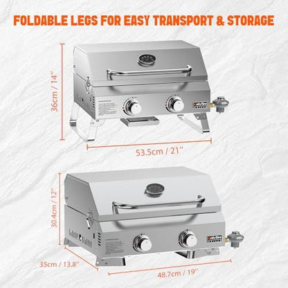ONLYFIRE GRILLS Tabletop Gas Grill 2 Burners, Portable BBQ Grill, GS322
