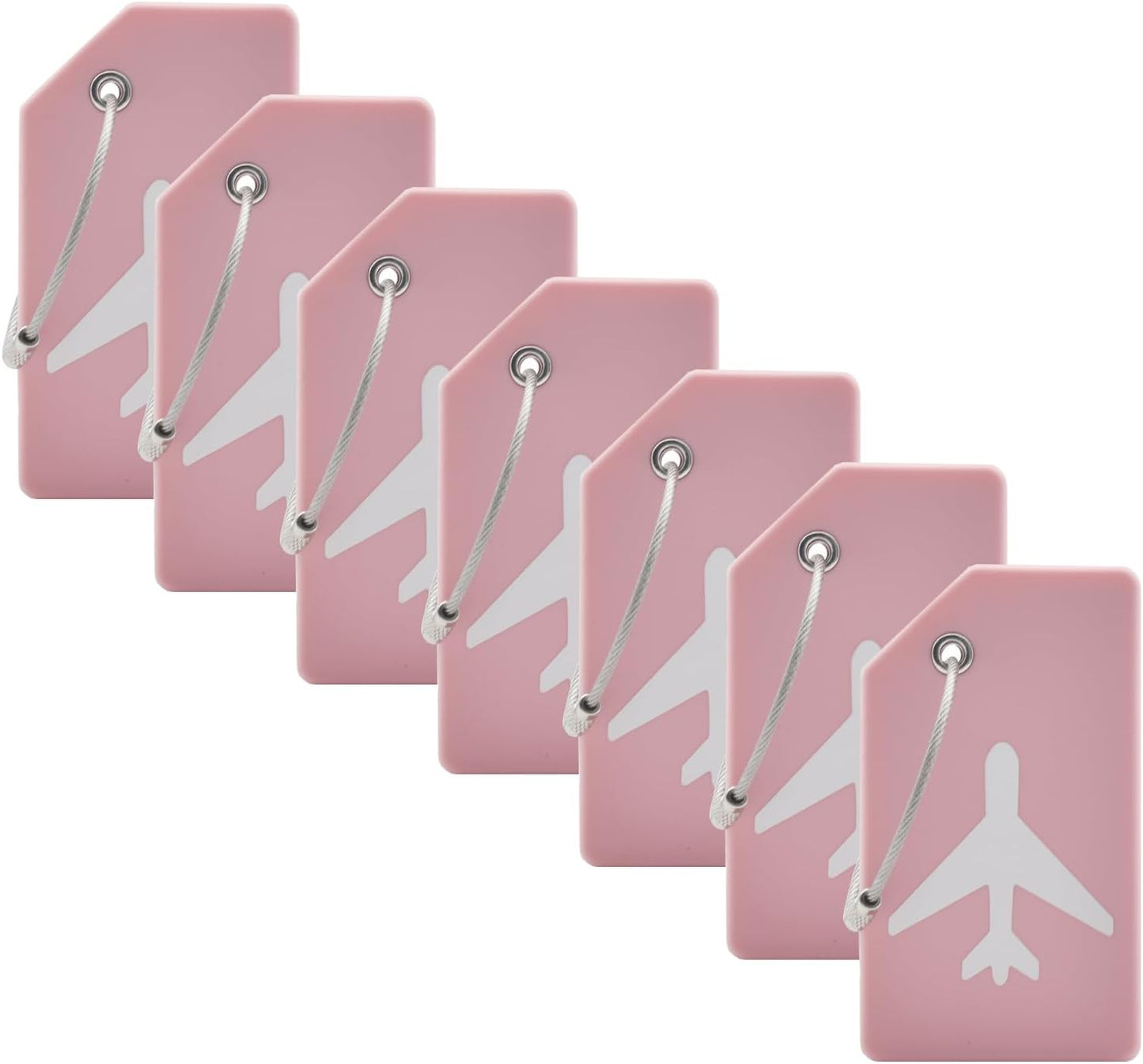 7 Pack Silicone Luggage Tag Baggage Handbag Travel Bag Tags with Name ID Card Perfect to Quickly Spot Luggage Suitcases (Pink)