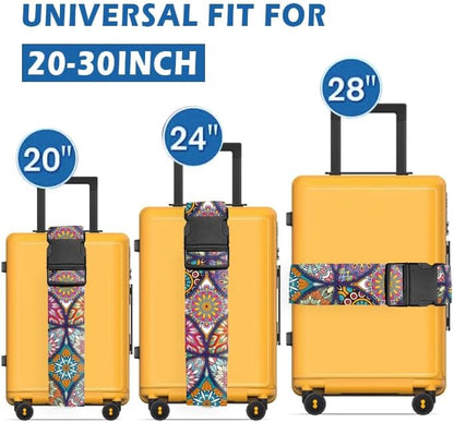 Luggage Straps for Suitcases Travel Belt Accessories, Cute Suitcase Strap, Adjustable Luggage Belt Strap, Heavy Duty with Quick-Release Buckle Luggage Strap Luxury Mandala Pattern