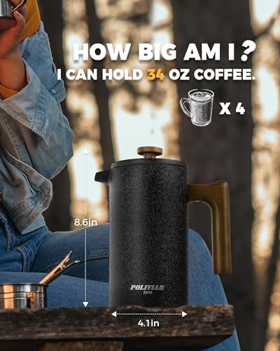POLIVIAR French Press Coffee Maker, 34 oz