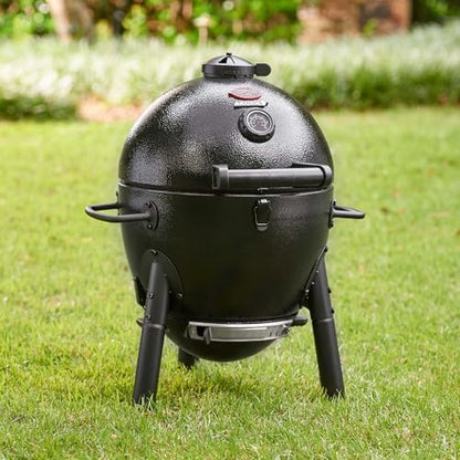 Char-Griller® AKORN® Jr. Portable Kamado Charcoal Grill and Smoker with Cast Iron Grates and Locking Lid with 155 Cooking Square Inches in Black