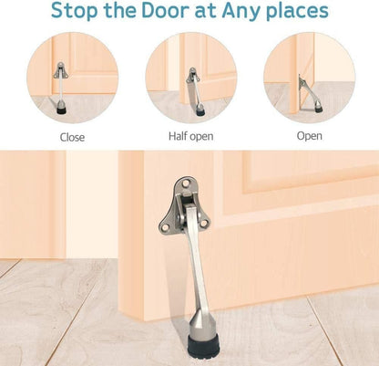 Door Stopper, Kick Down Door Stops for Heavy Doors, with Rubber Tip and Spring Lever, Adjustable, Easy to Set Down and Release, 4-Inch, for Wide Doors (4inch x 2pack, Dark Grey)