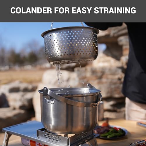 KingCamp Camping Cookware Set, 304 Stainless Steel Camping Pot for 4-6