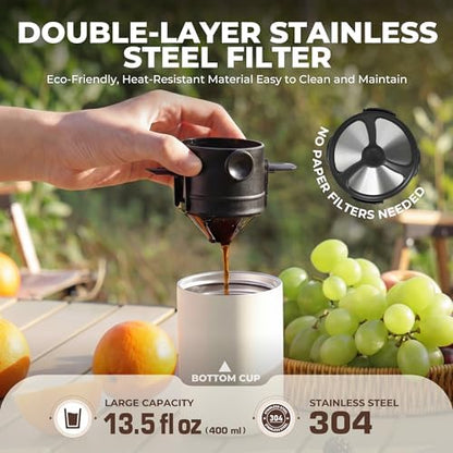 HAUSHOF Camping Coffee Maker, Coffee Grinder for Travel