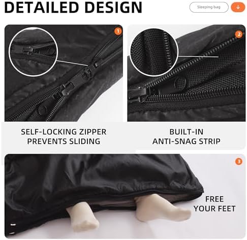 Double Sleeping Bags Queen Size for Adults Camping with 2 Pillows