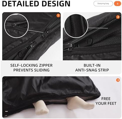 Double Sleeping Bags Queen Size for Adults Camping with 2 Pillows