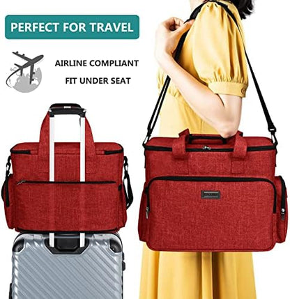 BAGLHER Dog Travel Bag, Pet Travel Bag (ALL Pet Travel Supplies), With 2 Pet Food Containers and 2 Collapsible Silicone Bowls; Essential Kits for Pet Travel Red