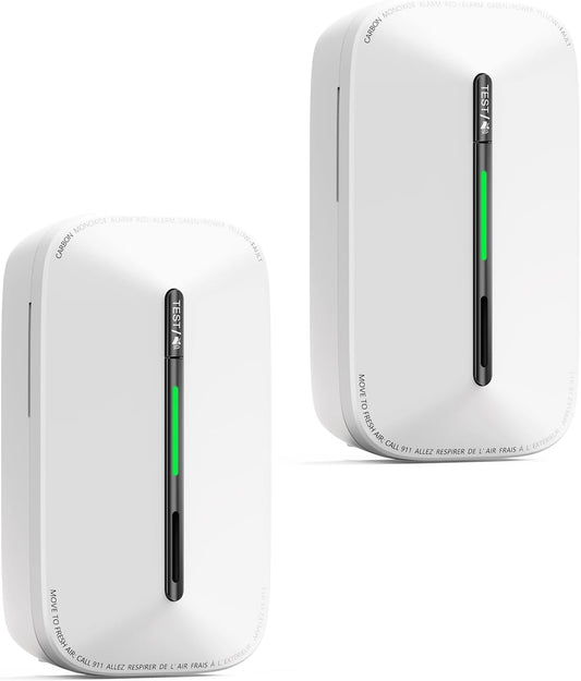 Jemay Carbon Monoxide Detector Plug in with 10 Year Battery Backup, Travel CO Detectors with Test-Button & Breathing Light, Portable AC Co Monitor Alarm for Home/RV/Rental Property, 2 Packs