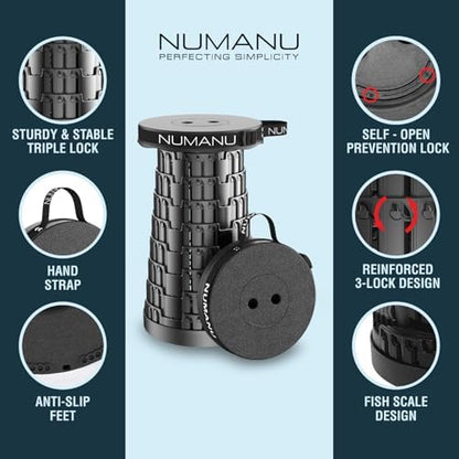 NUMANU Collapsible Stool for Adults, Folding Seat, 620 lbs, Hard Seat