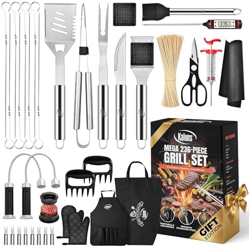 Kaluns 236 PCS Ultimate Grill Master Gift Set – Complete BBQ Accessories Kit with Virtually Everything Needed for Grilling, Smoking & BBQ