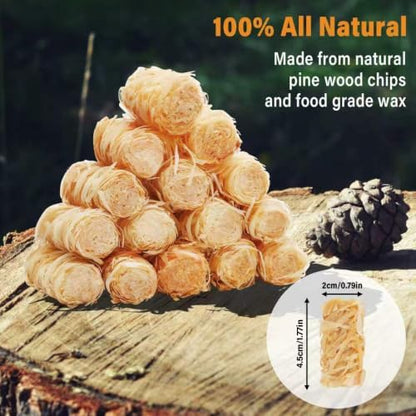 HGD Natural Fire Starters (256 Pcs) - Waterproof & Odorless Charcoal Starters for Fireplace, Campfire, BBQ, Grill, Fire Pit, Wood & Pellet Stove, Chimney, Pizza Oven & Smoker - Indoor & Outdoor Use