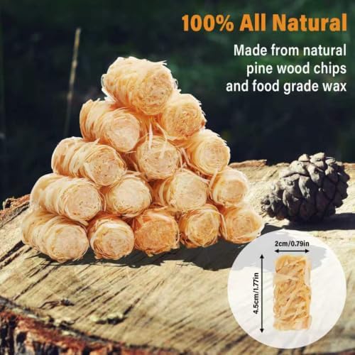 HGD Natural Fire Starters (64 Pcs) - Waterproof & Odorless Charcoal Starters for Fireplace, Campfire, BBQ, Grill, Fire Pit, Wood & Pellet Stove, Chimney, Pizza Oven & Smoker - Indoor & Outdoor Use