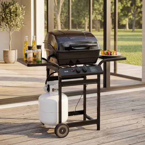 Feasto 2 Burner Propane Gas Grill for Outdoor Cooking and BBQ, Black