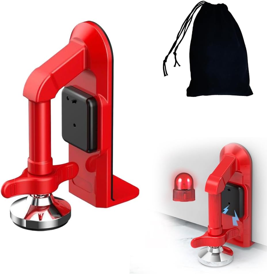 Portable Alarm Door Stopper for Additional Safety in Hotel,Apartment and Bedroom,Removable Bottom Door Jammer Device,Anti Theft Extra Security Lock Kit for Travel. (Alarm Stopper)